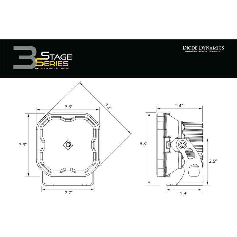  Diode Dynamics - SS3 LED Bumper 2 Inch Roll Bar Kit, Pro White Combo (pair)